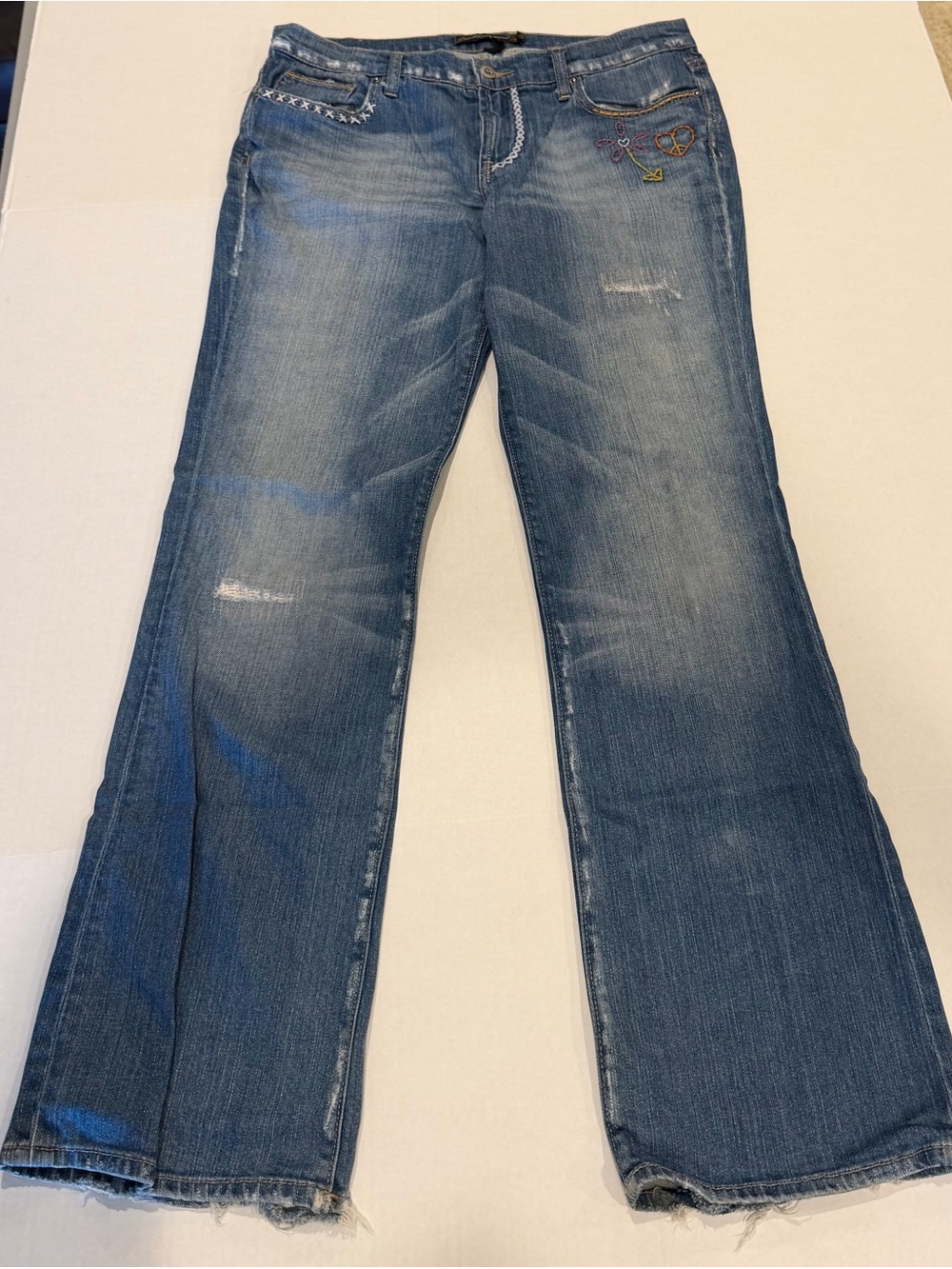 Lucky Brand Women's Blue Embroidered Bootcut Jeans - Size 12